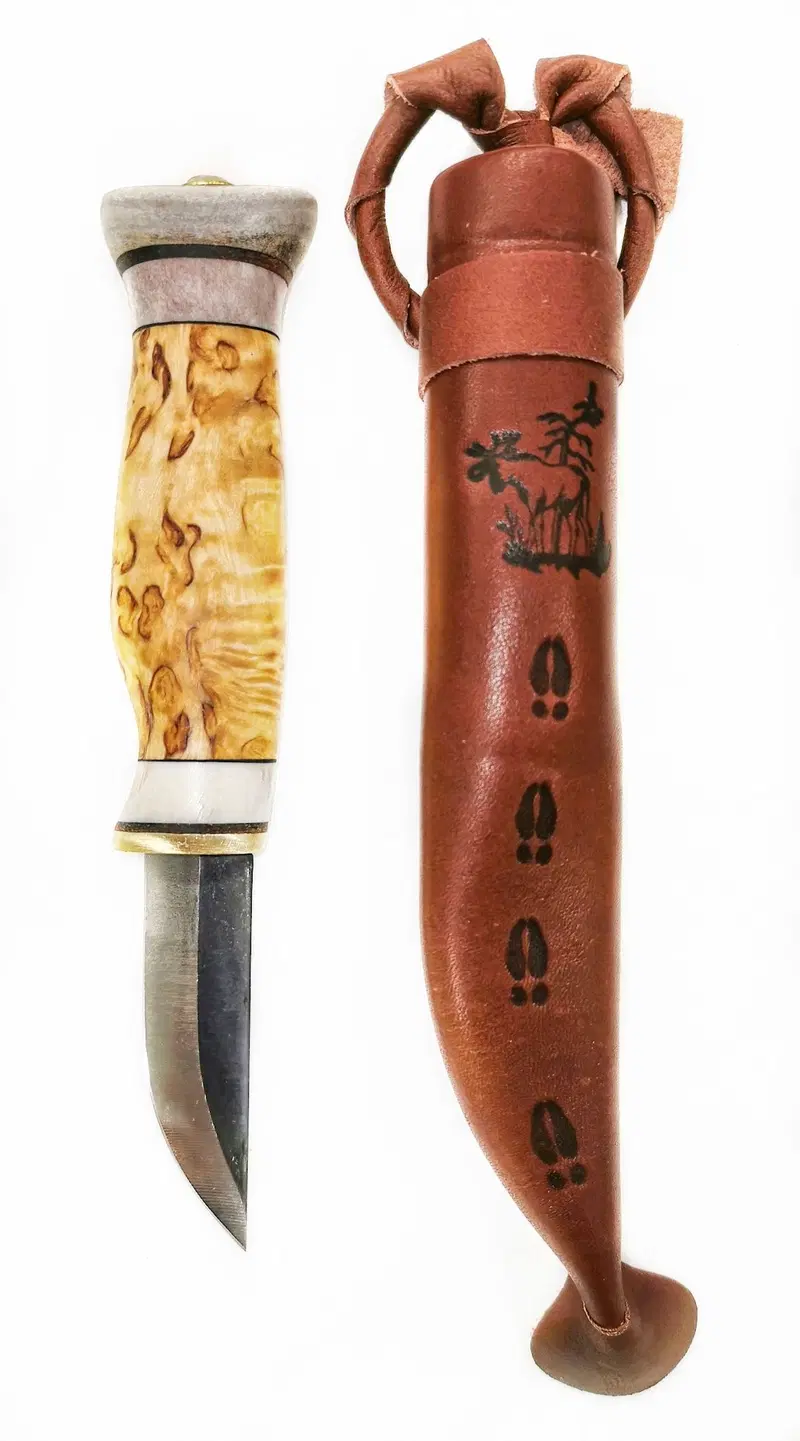 Нож для мыла Wood Jewel, маленький, лезвие из углеродистой стали 6,2 см, рог березы/оленя