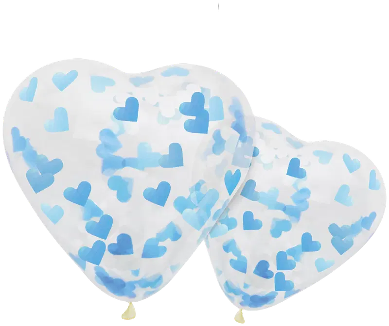 Воздушные шары Happy Party Heart Confetti 4 шт/кор., синие