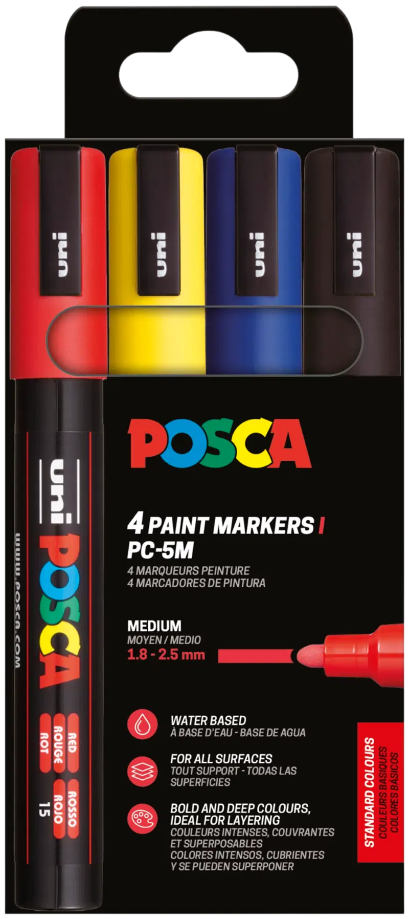 Маркеры Posca 4 шт PC-5M базовые цвета