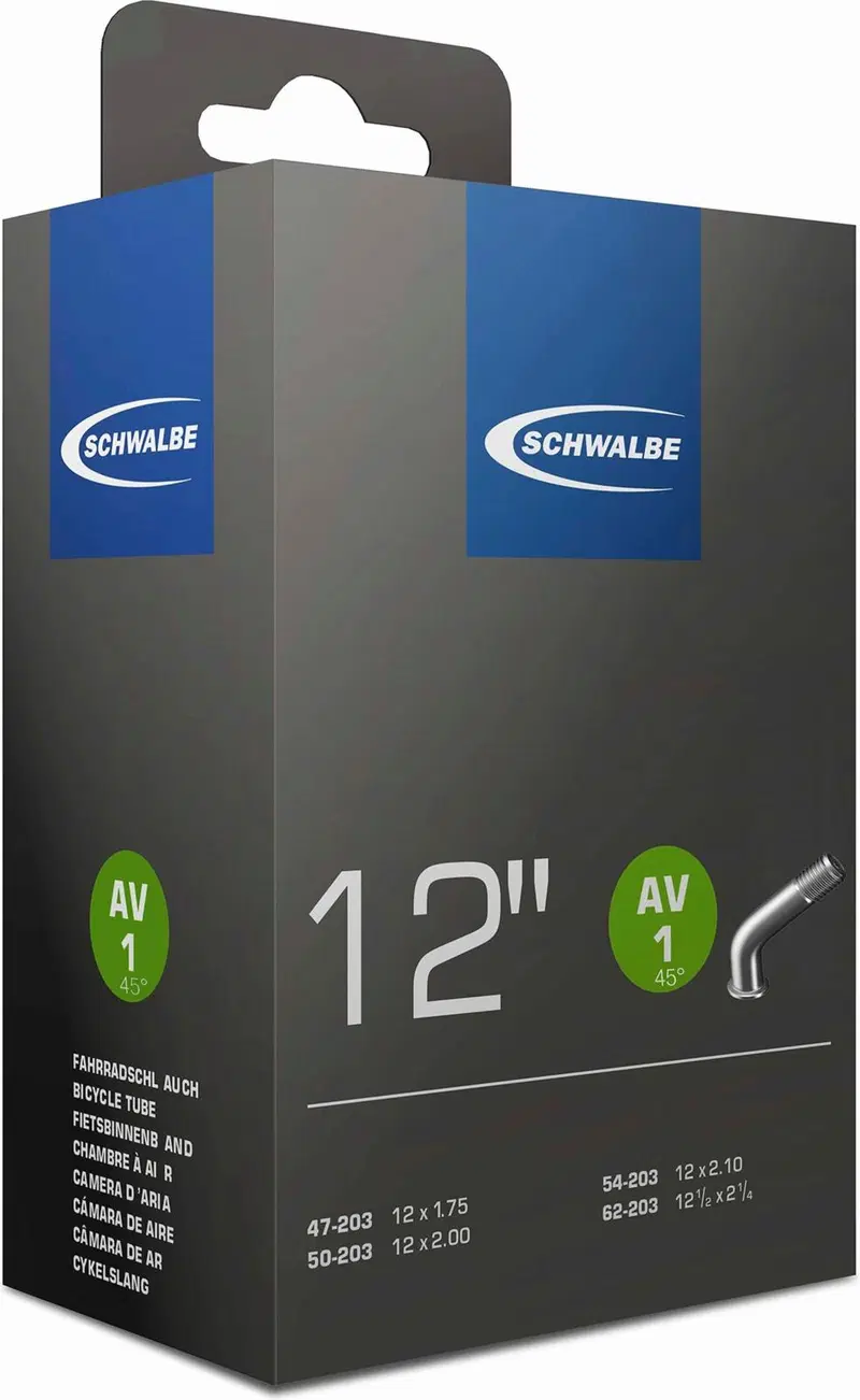 Велосипедная внутренняя покрышка Schwalbe 12 47/62-203 av1, сложенная на 45 градусов (цвет Черный)