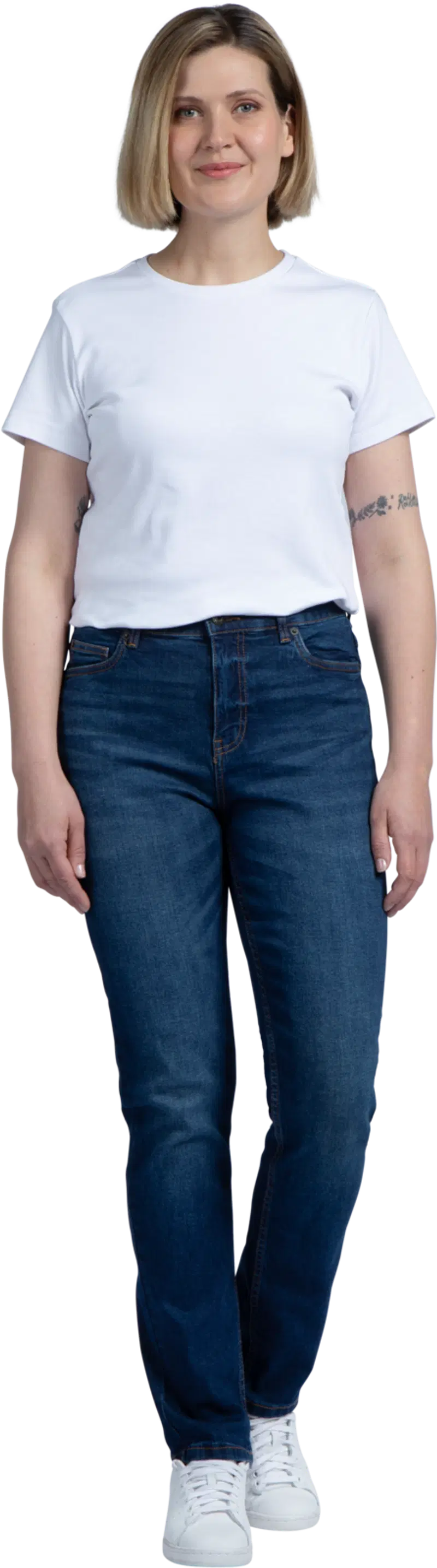 Домашние женские джинсы Straight Fit (размер XS, цвет Средний синий)