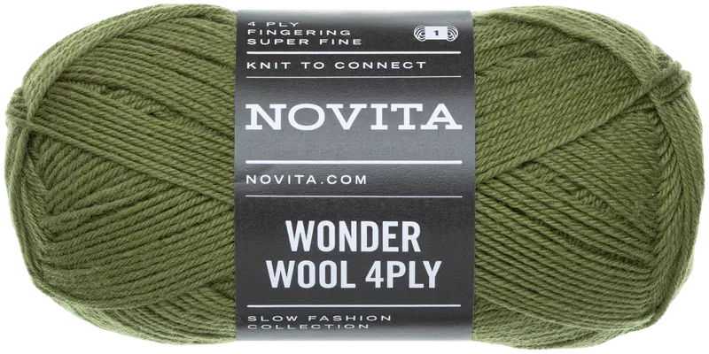 Пряжа Novita Wonder Wool 4PLY 50 г мох 306 (цвет мох)