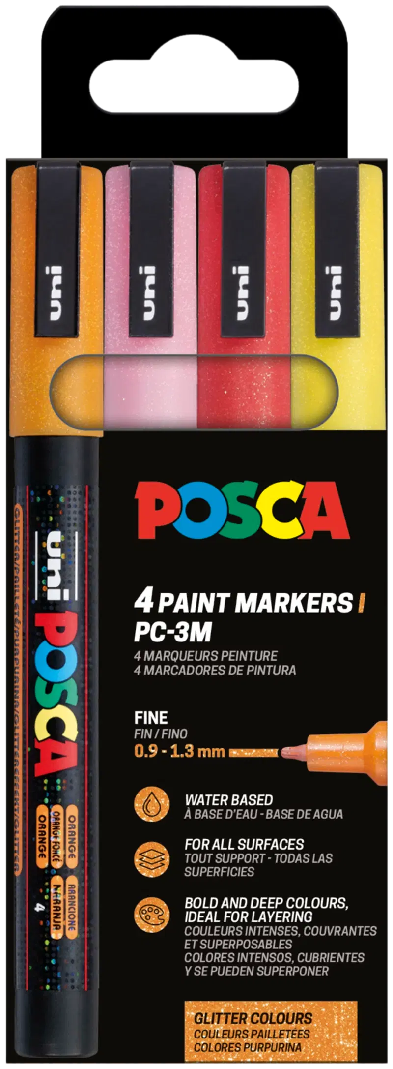 Маркеры Posca 4 шт PC-3M игристые теплые