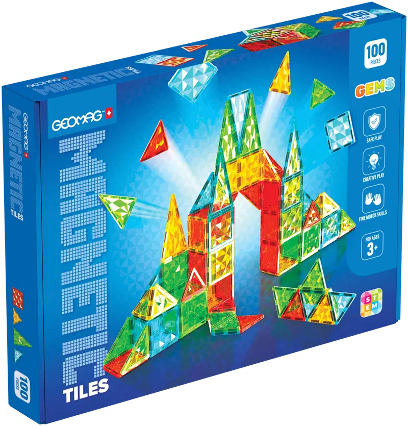 Geomag Tiles Gems Магнитный конструктор, 100 предметов