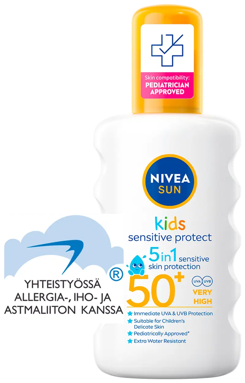 NIVEA SUN 200 мл Kids Sensitive Protect Sun Spray SK50+ солнцезащитный спрей