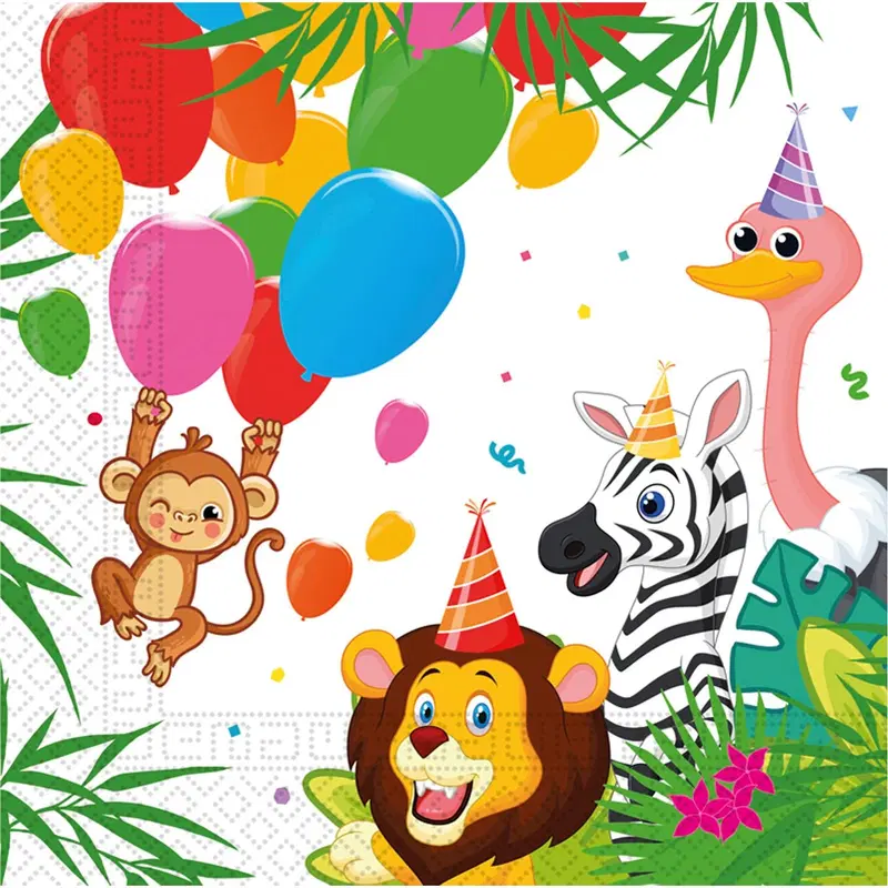 Салфетки бумажные двухслойные Procos Jungle Balloons FSC 33х33см