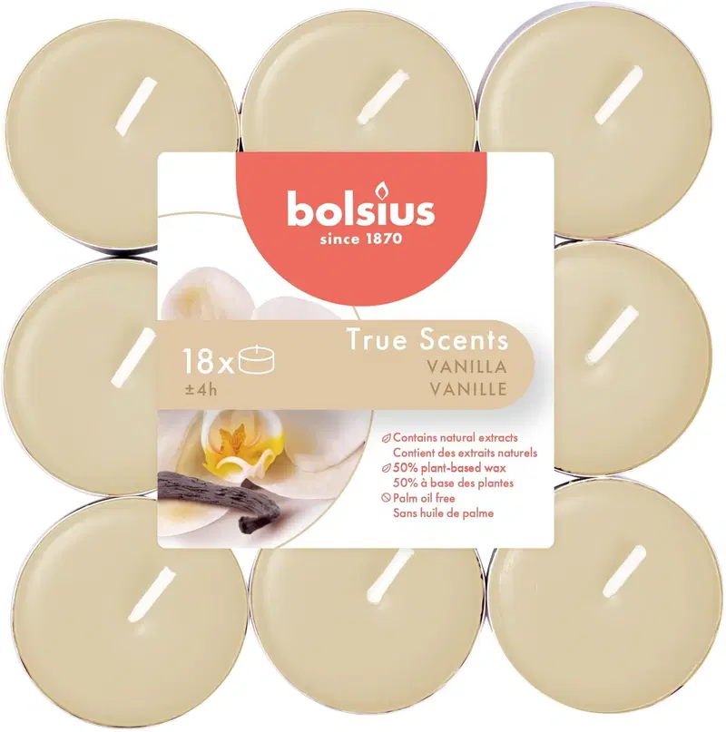 Bolsius True Scents - ароматические нагревательные свечи - ваниль - слоновая кость - 18 шт/упак. (цвет слоновая кость)
