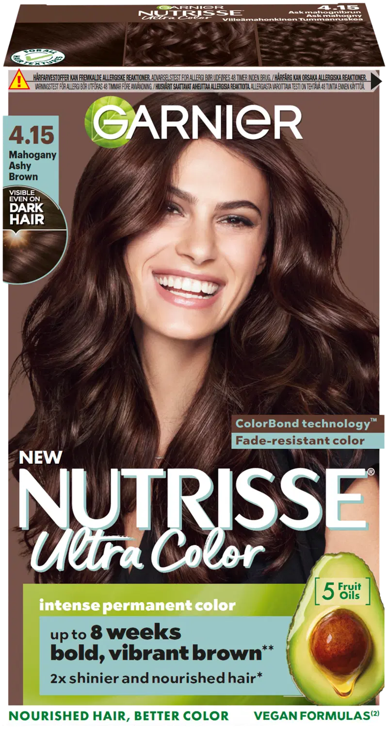 Garnier Nutrisse 4.15 Ultra Color Cool Mahogany Темно-коричневый перманентный цвет 1шт (цвет Ультра цветное крутое красное дерево)