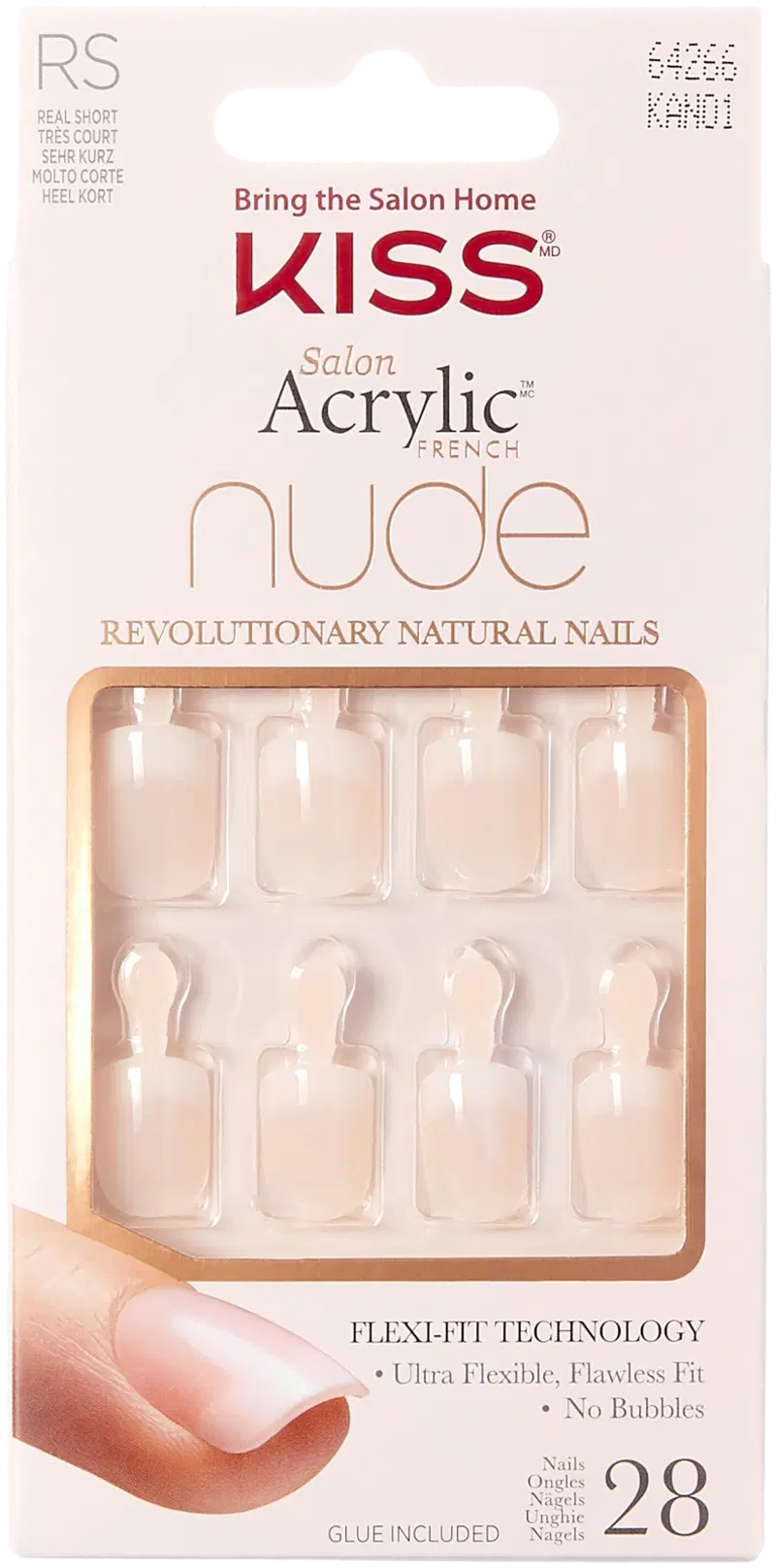Набор для ногтей Kiss Nails Salon Acrylic Nude French, 28 шт., KAN01