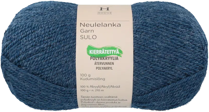 Пряжа для домашнего вязания акрил Sulo 100 г Denim Blue 5541 (цвет джинсовая синяя)