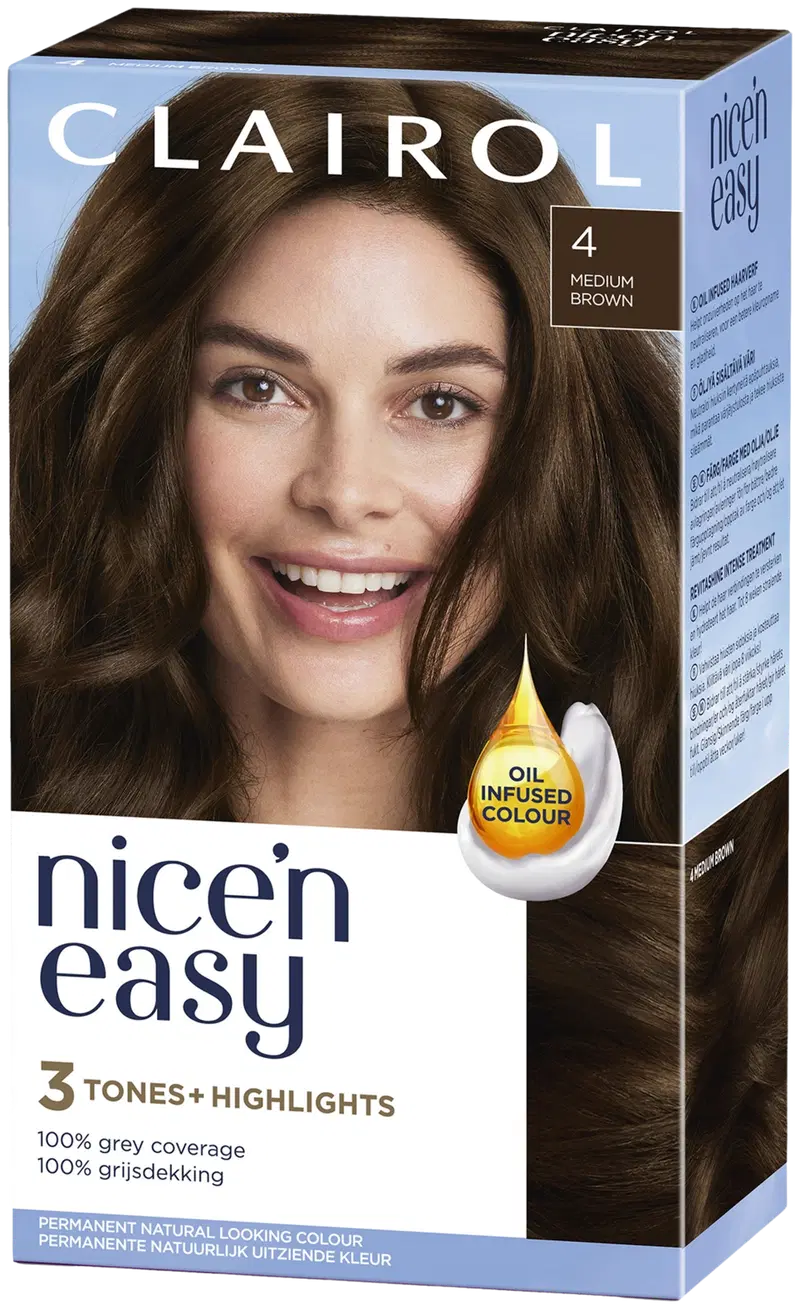 Clairol Nice'n Easy перманентный цвет 4 средне-коричневый