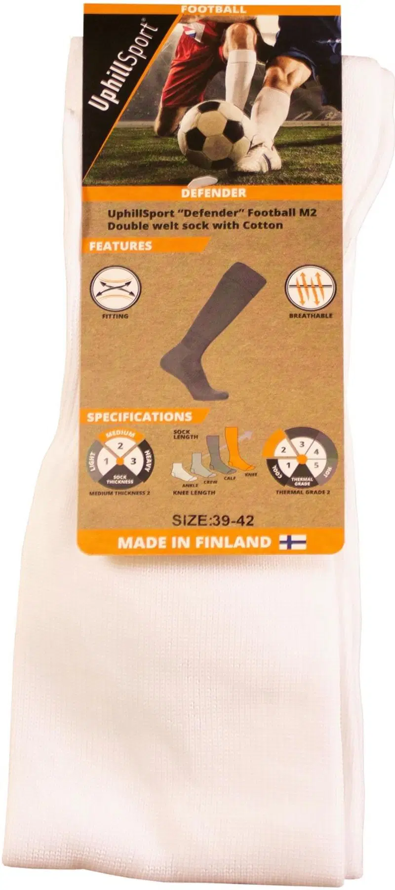 Футбольные носки Uphillsport M2 (размер 27-30, цвет БЕЛЫЙ)
