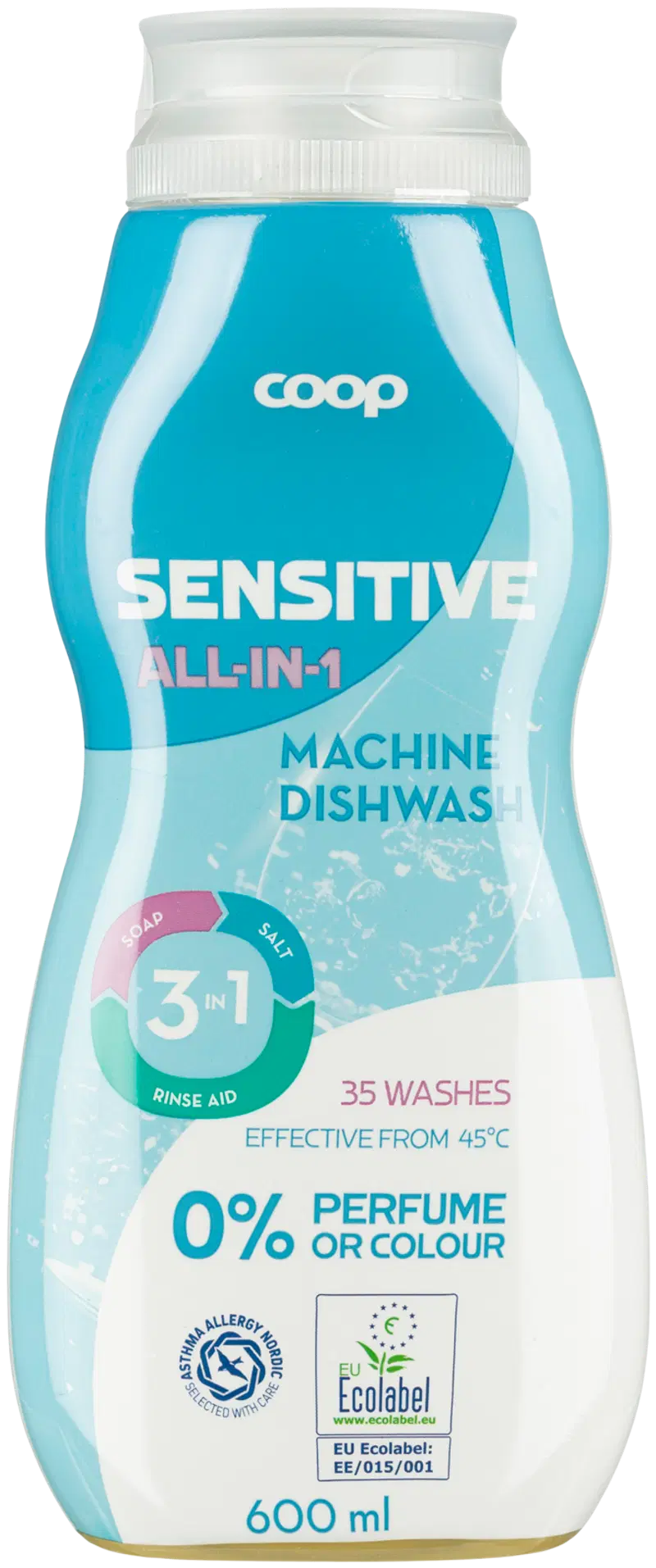 Гель для мытья посуды Coop All-in-1 Sensitive 600 мл