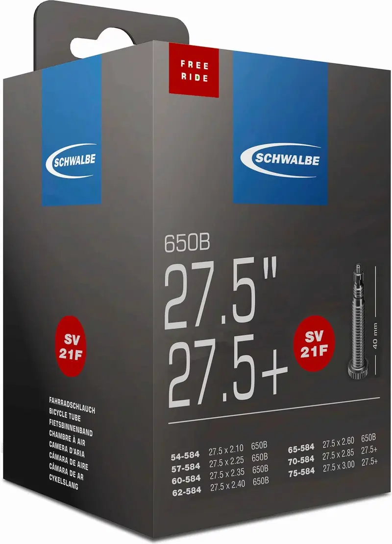 Велосипедная камера Schwalbe 27,5" 57/75-584 sv21f 40 мм (цвет Черный)