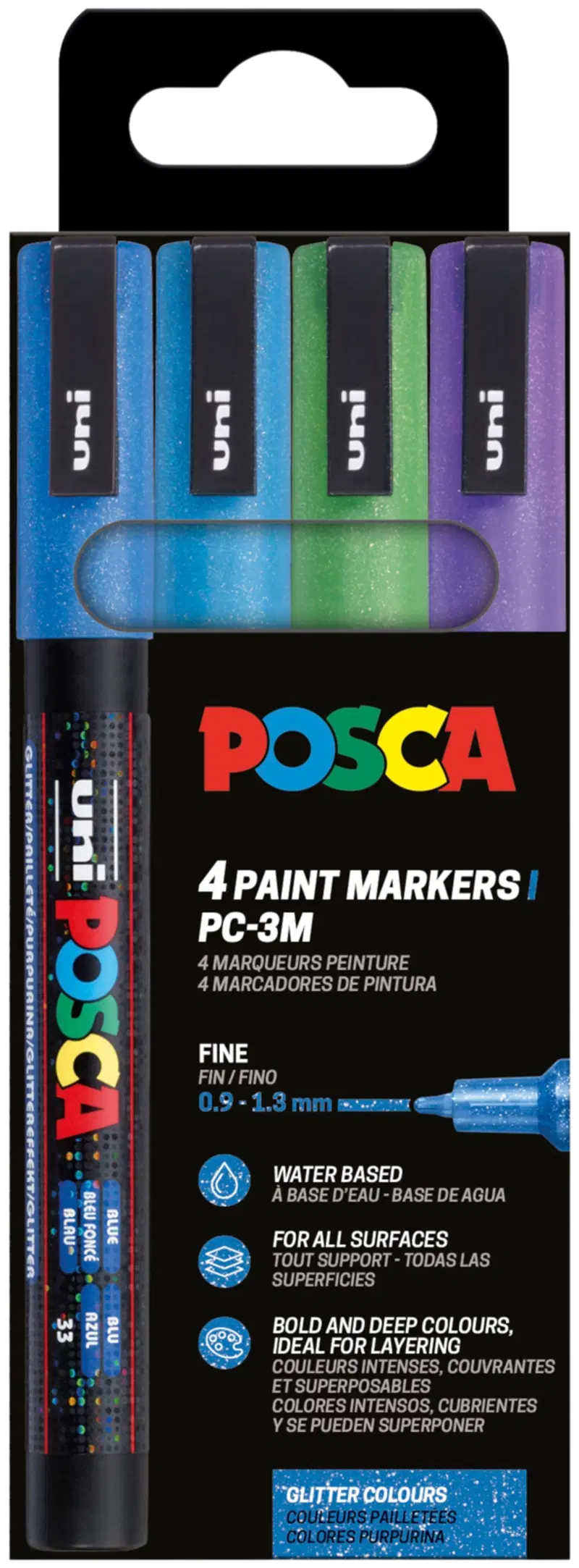 Маркеры Posca 4 шт PC-3M игристые крутые