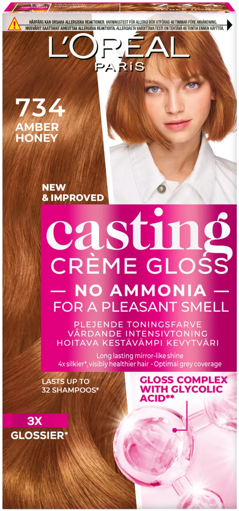 L'Oréal Paris Casting Crème Gloss 734 Янтарный мед полуперманентная краска для нормальных волос 1 шт. (цвет Янтарный мед)
