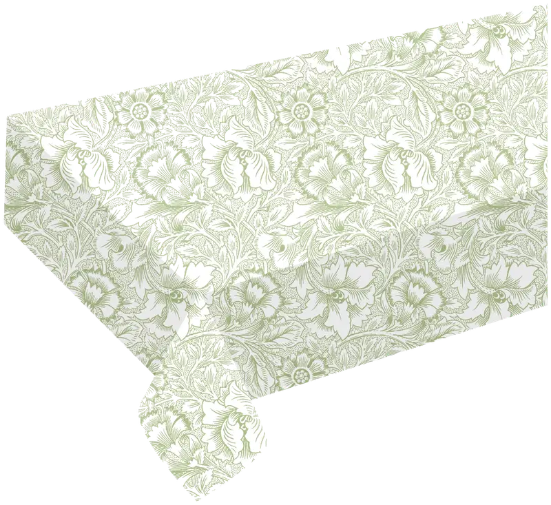 Скатерть William Morris Pink & Poppy светло-зеленая Простыня 1шт/1,2х2,2м