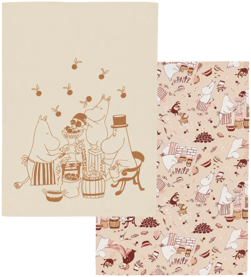 Набор кухонных полотенец Moomin Arabia 50x70 Moomin в цвете Чистка дерева GOTS (цвет бежевый и белый)