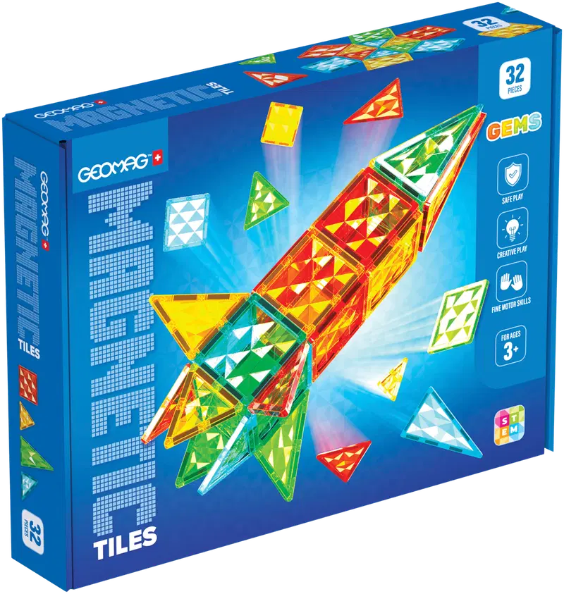 Geomag Magnetic Tiles Gems Магнитный конструктор Raketti, 32 предмета