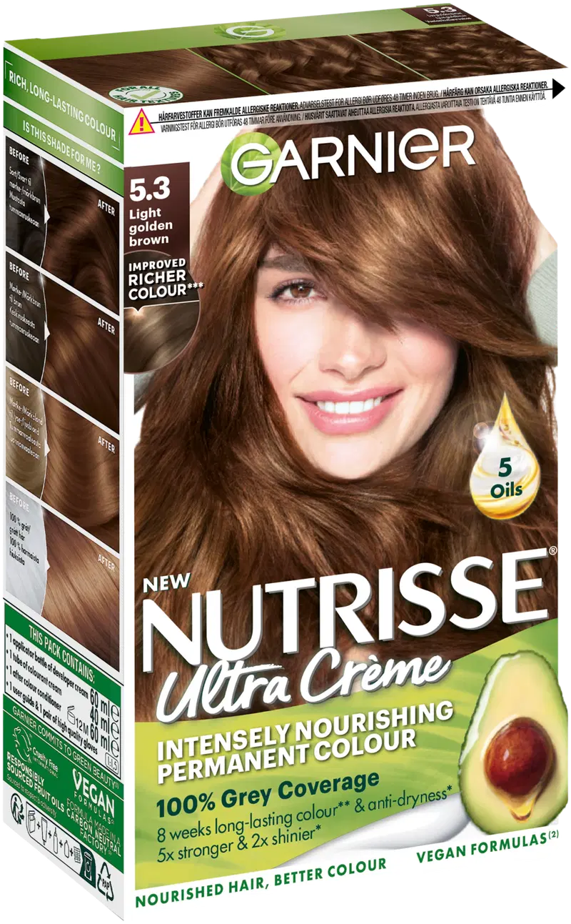 Garnier Nutrisse Ultra Creme 5.3 Светло-золотисто-коричневый Светло-золотисто-коричневый перманентный цвет 1шт (цвет Светло-золотисто-коричневый)