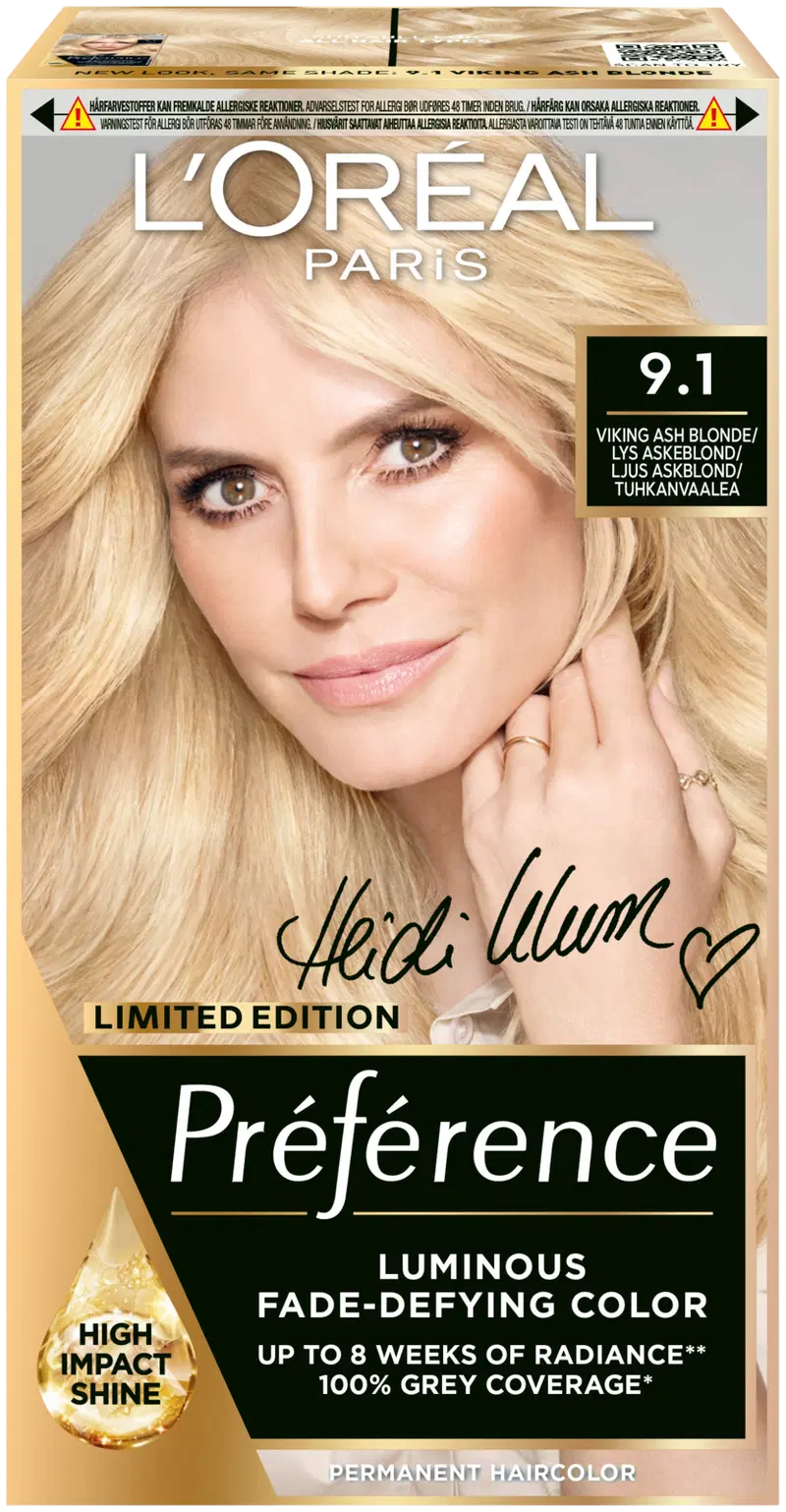 L'Oréal Paris Préférence Стойкая краска для нормальных волос 9.1 Viking Ash Blonde 1 шт. (цвет Викинг Пепельный Блонд)