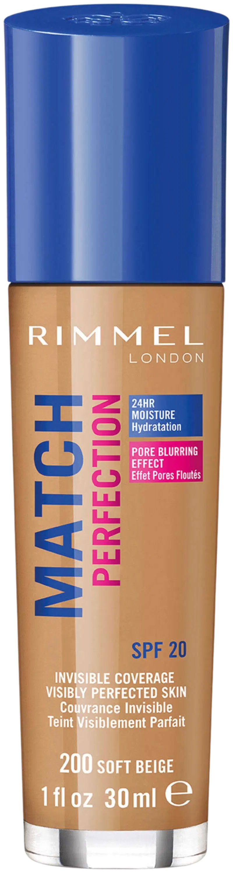 Rimmel 30 мл Match Perfection Foundation SPF 20 200 Мягкий бежевый тональный крем (цвет Мягкий бежевый)