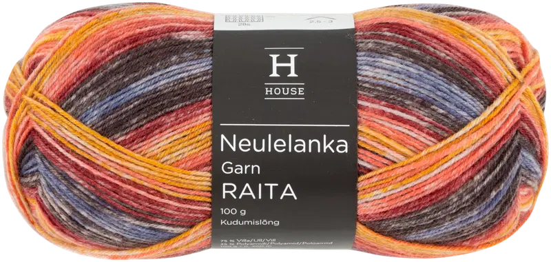 Пряжа для носков House Stripe Pattern 100 г желтый/серый/оранжевый 32841 (цвет желтый/серый/оранжевый)
