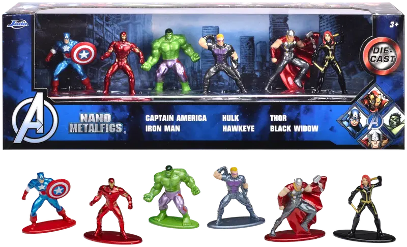 Коллекционные фигурки Jada Marvel Avengers, 4 см, металл (литье под давлением), 6 шт/упак.