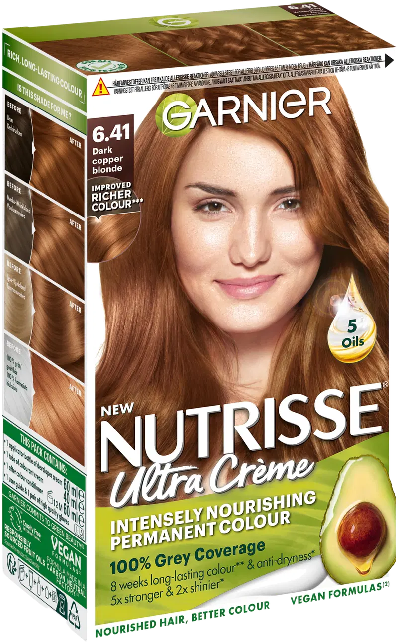 Garnier Nutrisse Ultra Créme 6.41 Темно-медный блондин Перманентный цвет темный медный блондин 1шт (цвет Темно-медный блондин)