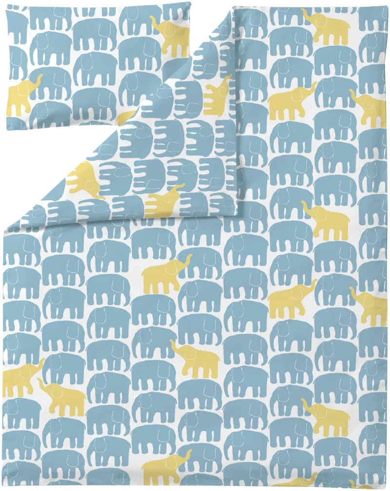 Комплект детского пододеяльника Finlayson Слон V.120X160+40X60 цвет морской волны/мы (цвет светло-сине-желтый)