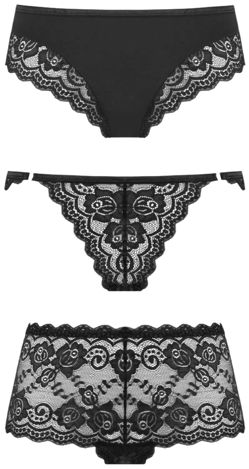 Трусики Underneath Eden в упаковке 3шт, S/M (размер L/XL, цвет ЧЕРНЫЙ)