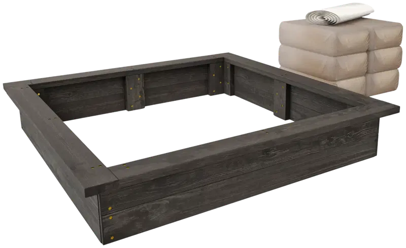 Экологическая строительная песочница графитово-серого цвета 120 x 120 x 22 см (цвет графитовый серый)