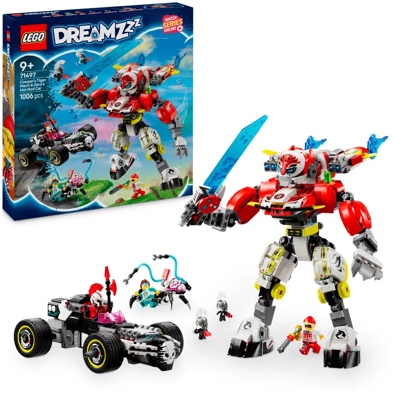 LEGO® DREAMZzz 71497 Робот-тигр Купера и автомобиль-хот-род Зеро