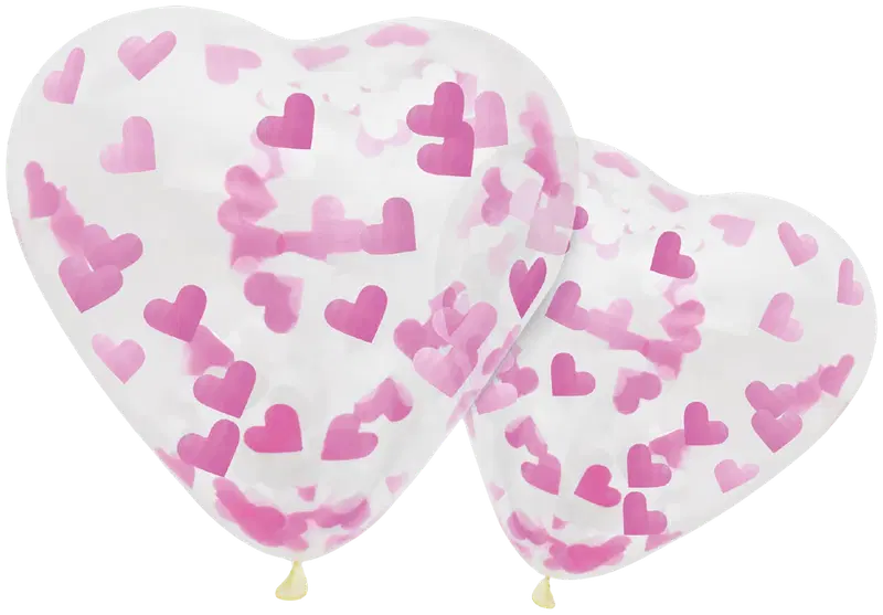 Воздушные шары Happy Party Heart Confetti 4 шт/кор, розовый