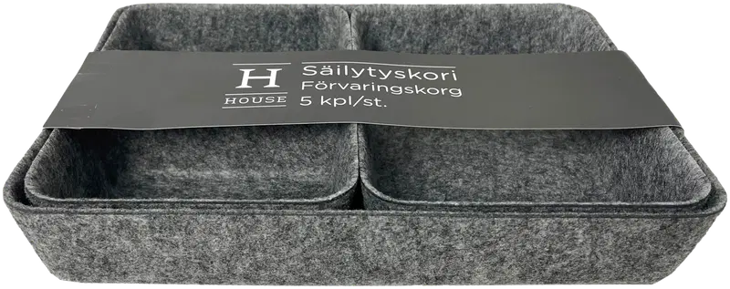 Набор корзин для хранения дома, 5 шт. (цвет темно-серый)