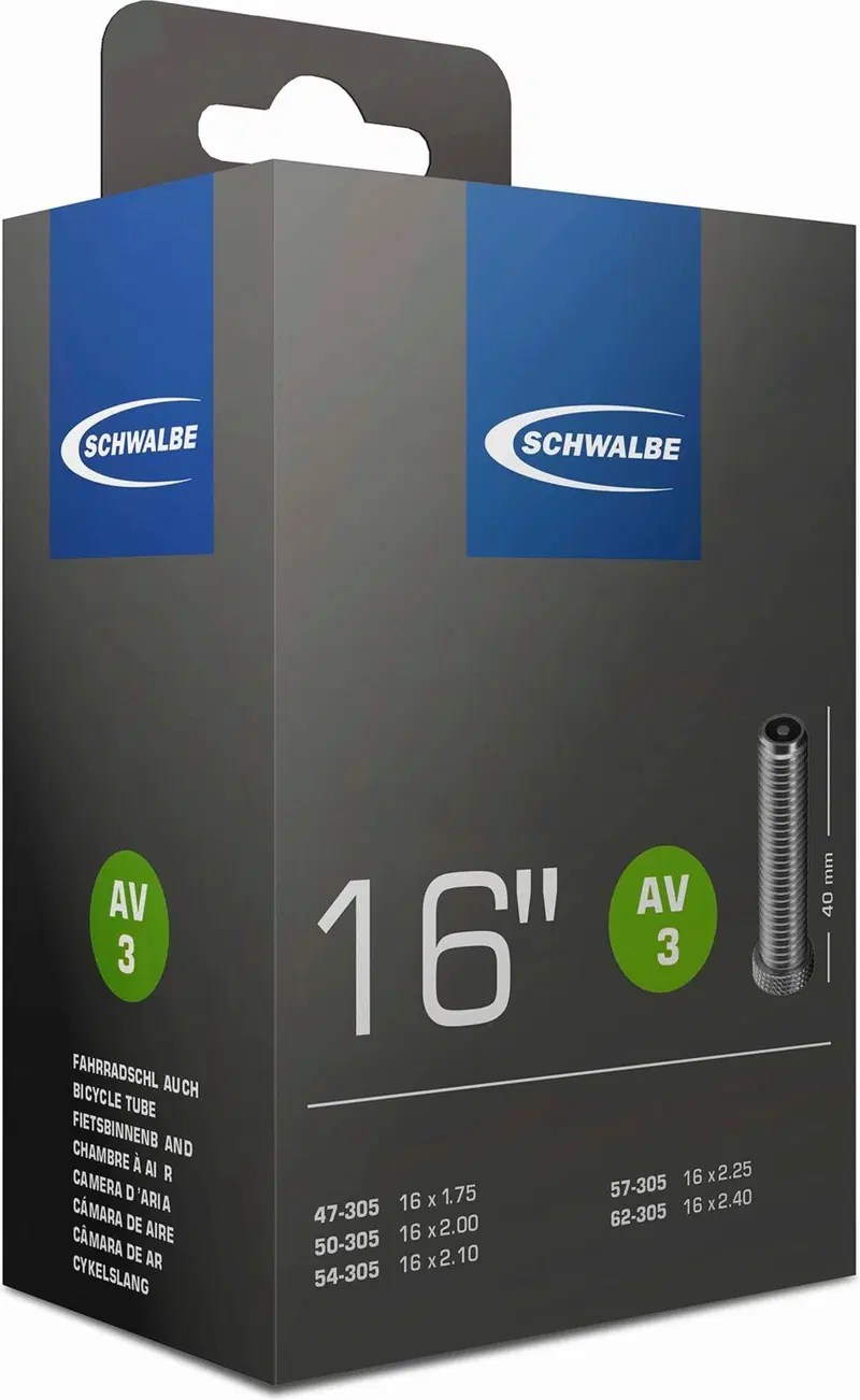 Велосипедная внутренняя покрышка Schwalbe 16 47/62-305 av3 40 мм (цвет Черный)