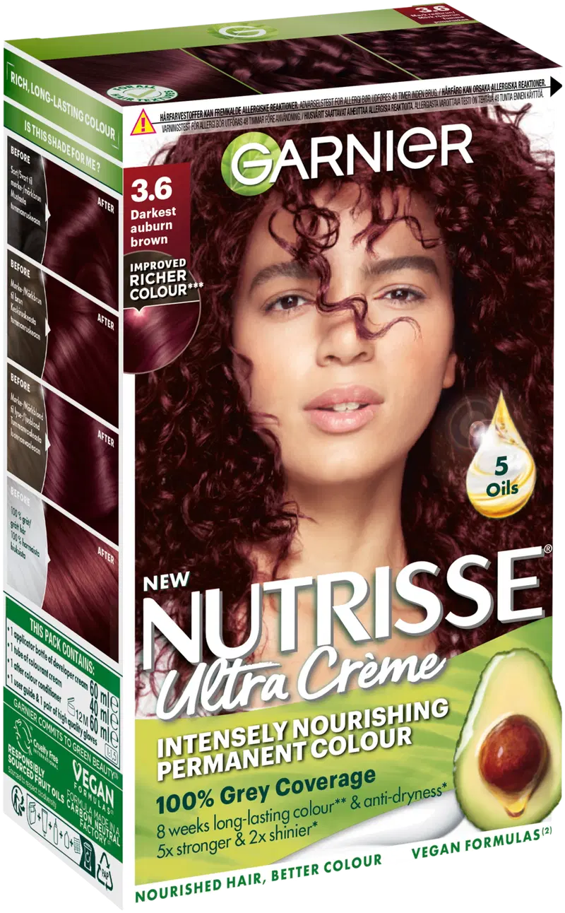 Garnier Nutrisse Ultra Creme 3.6 Darkest Auburn Brown Стойкая краска 1 шт. (цвет Самый темный темно-рыжий коричневый)