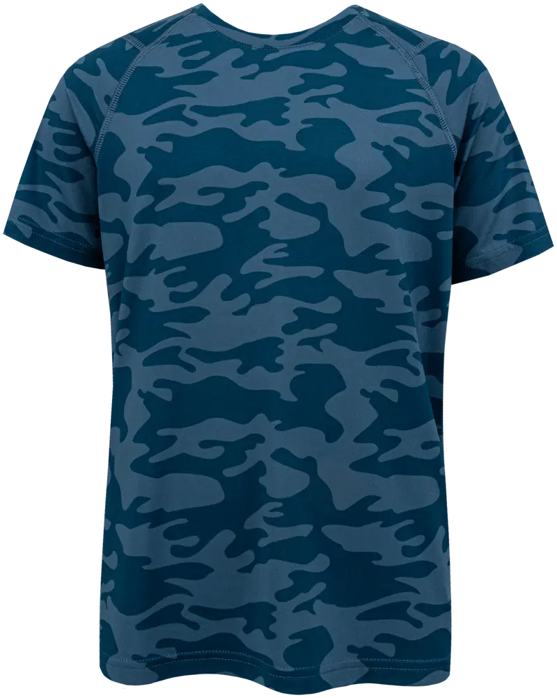 Детская тренировочная рубашка с короткими рукавами для начинающих Camo YSBT5077 (размер 128, цвет Стальной синий)