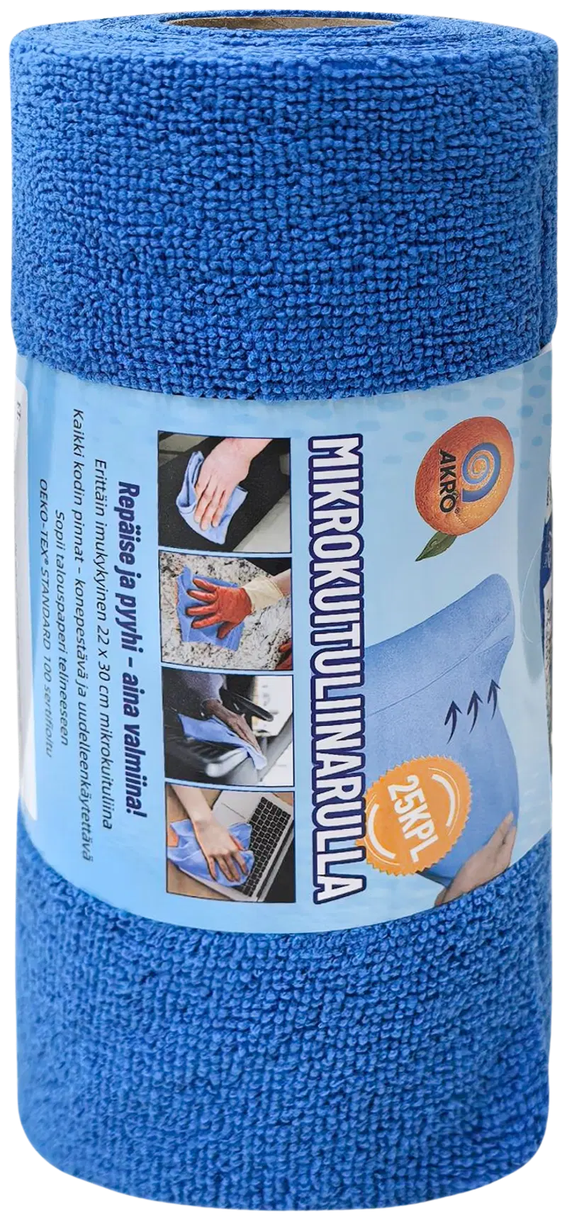Салфетка из микрофибры Akro в рулонах 25 шт 22х30см (цвет синий)
