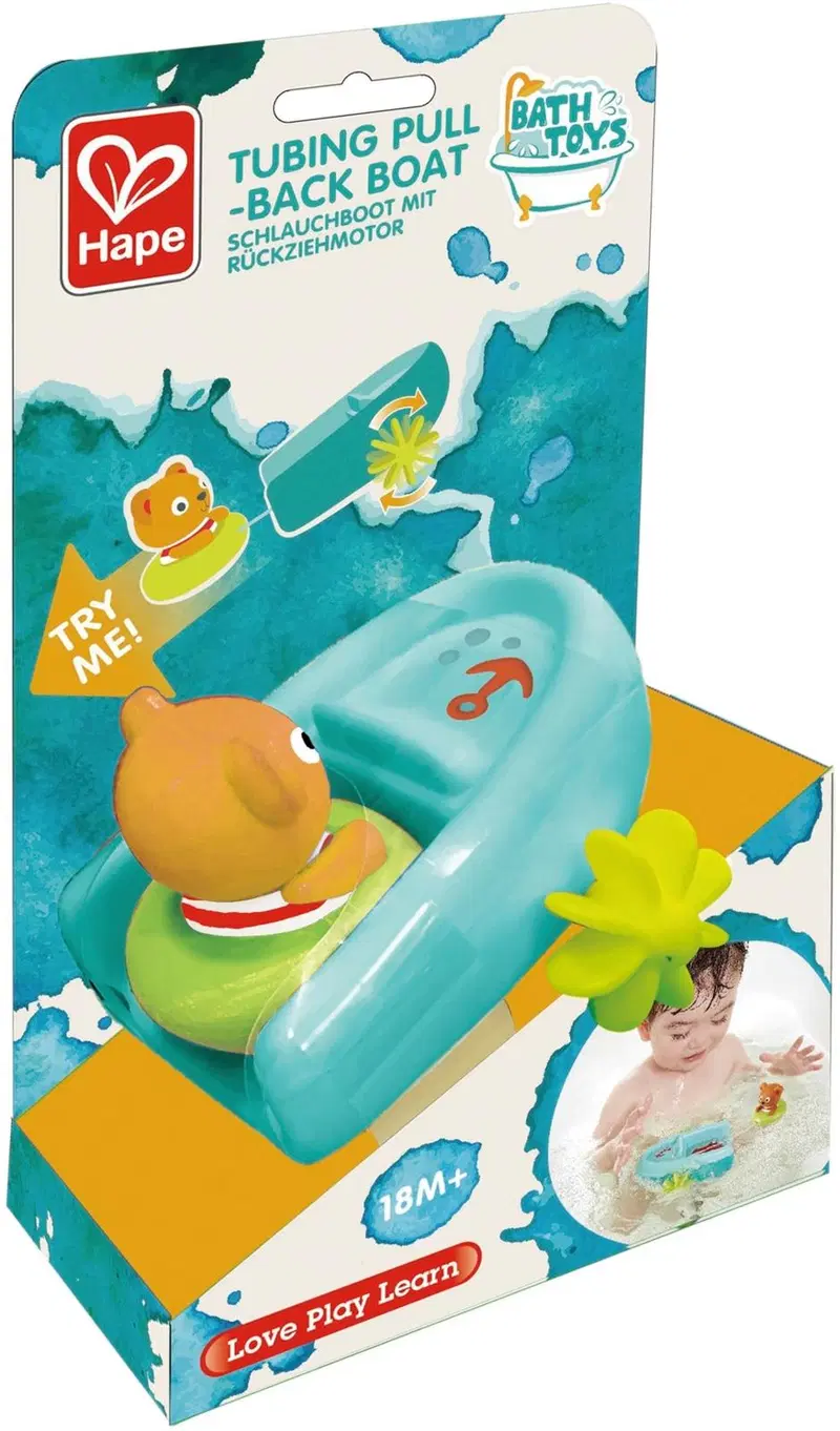 HAPE Игрушка для ванны с откатным мишкой, выдвижная водная игрушка, возрастная рекомендация 1,5+