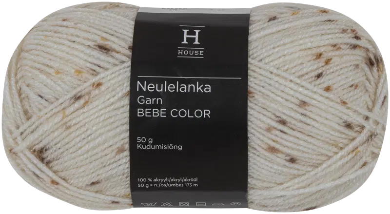 Домашняя пряжа Bebe Color 50 г бежевый, белый 31373 (цвет бежевые точки/белый)