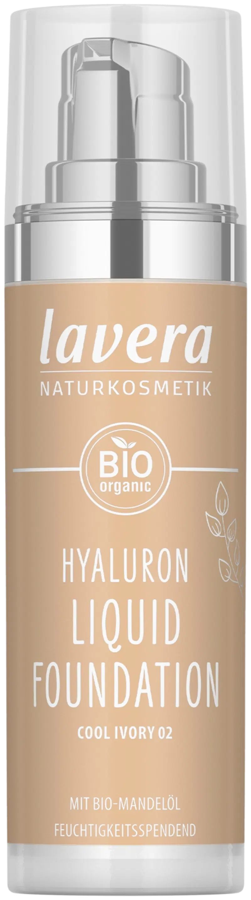 Жидкая тональная основа Lavera Hyaluron -Cool Ivory 02- 30 мл (цвет Прохладный цвет слоновой кости 02)