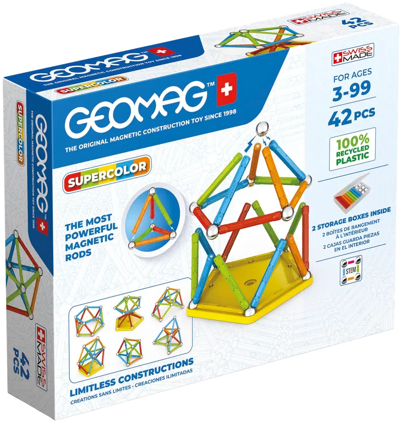 Магнитный конструктор Geomag Supercolor, 42 детали.