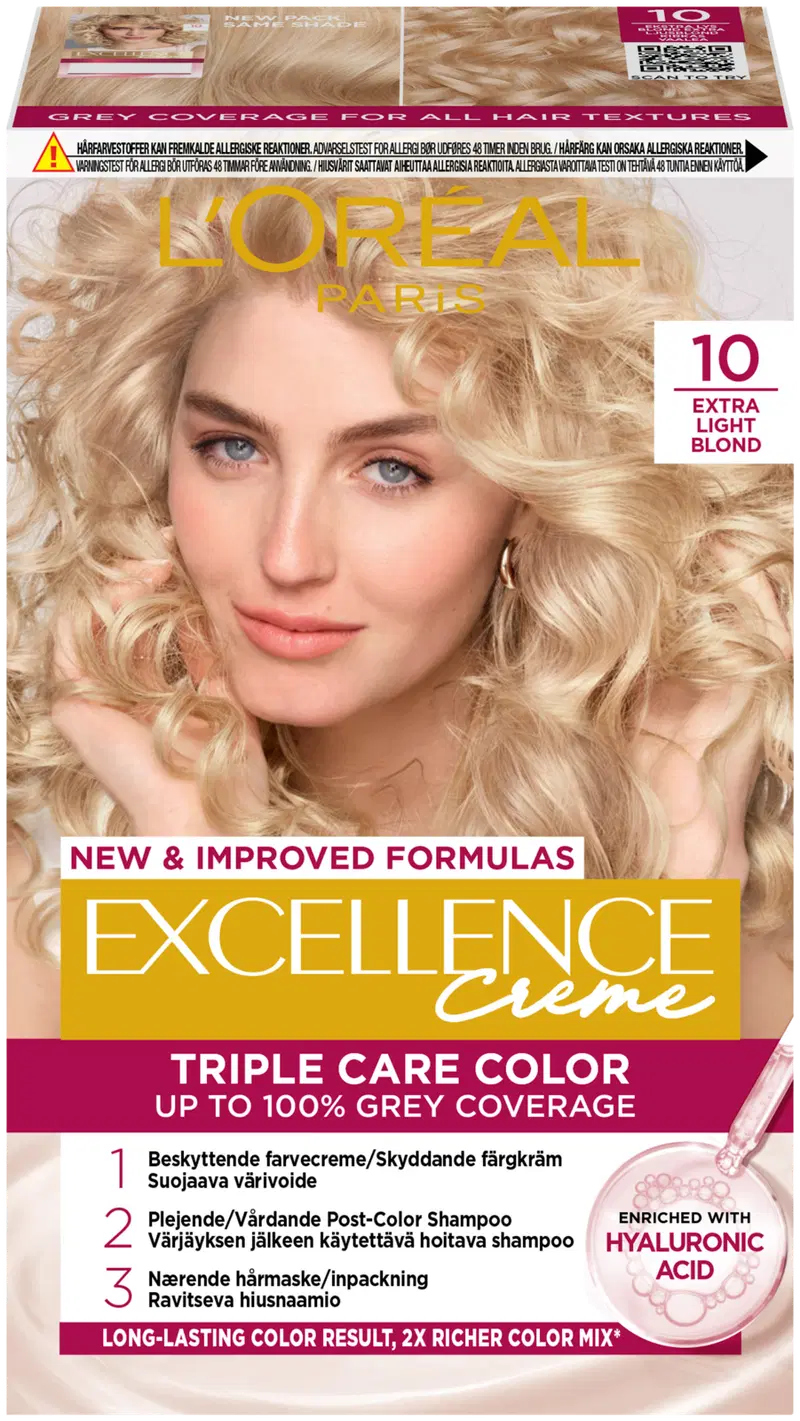 L'Oréal Paris Excellence Creme 10 Extra Light Blonde Clear Light перманентная краска 1шт (цвет Экстра-светлый блондин)