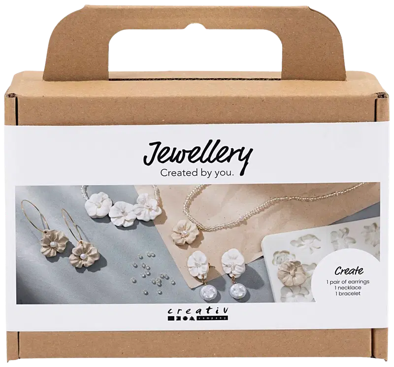 Creativ Company Craft set Мини-бижутерия, Серьги-цветы, браслет и колье, бежевый, светлая пудра, бежевый, 1шт/ 1шт