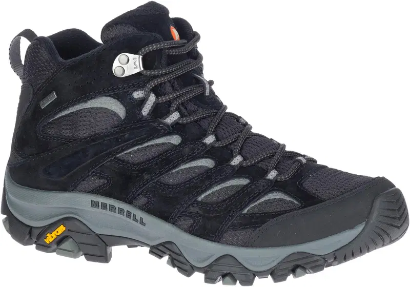 Мужские водонепроницаемые уличные кроссовки Merrell до середины икры Moab 3 Mid GTX (размер 41, цвет ЧЕРНЫЙ)