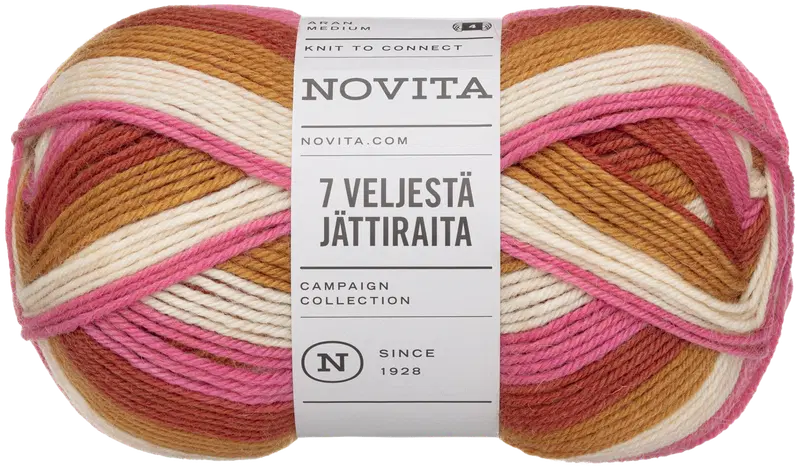 Пряжа Novita 7 Brothers Jättiraita 150 г вечернее солнце 8271 (цвет вечернее солнце)