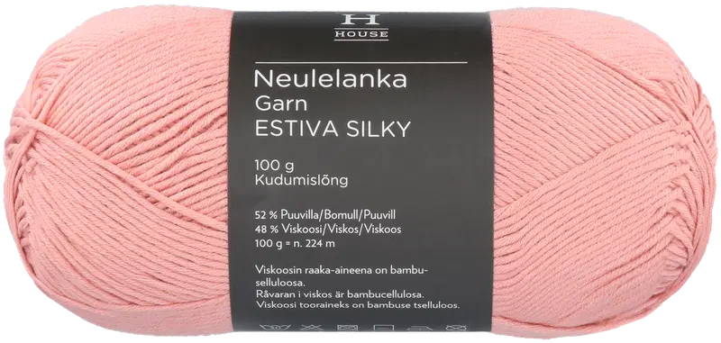 Пряжа домашняя бамбуковая смесовая вискоза-хлопок Estiva Silky 100 г Pastel Pink 12931 (цвет пастельно-розовый)