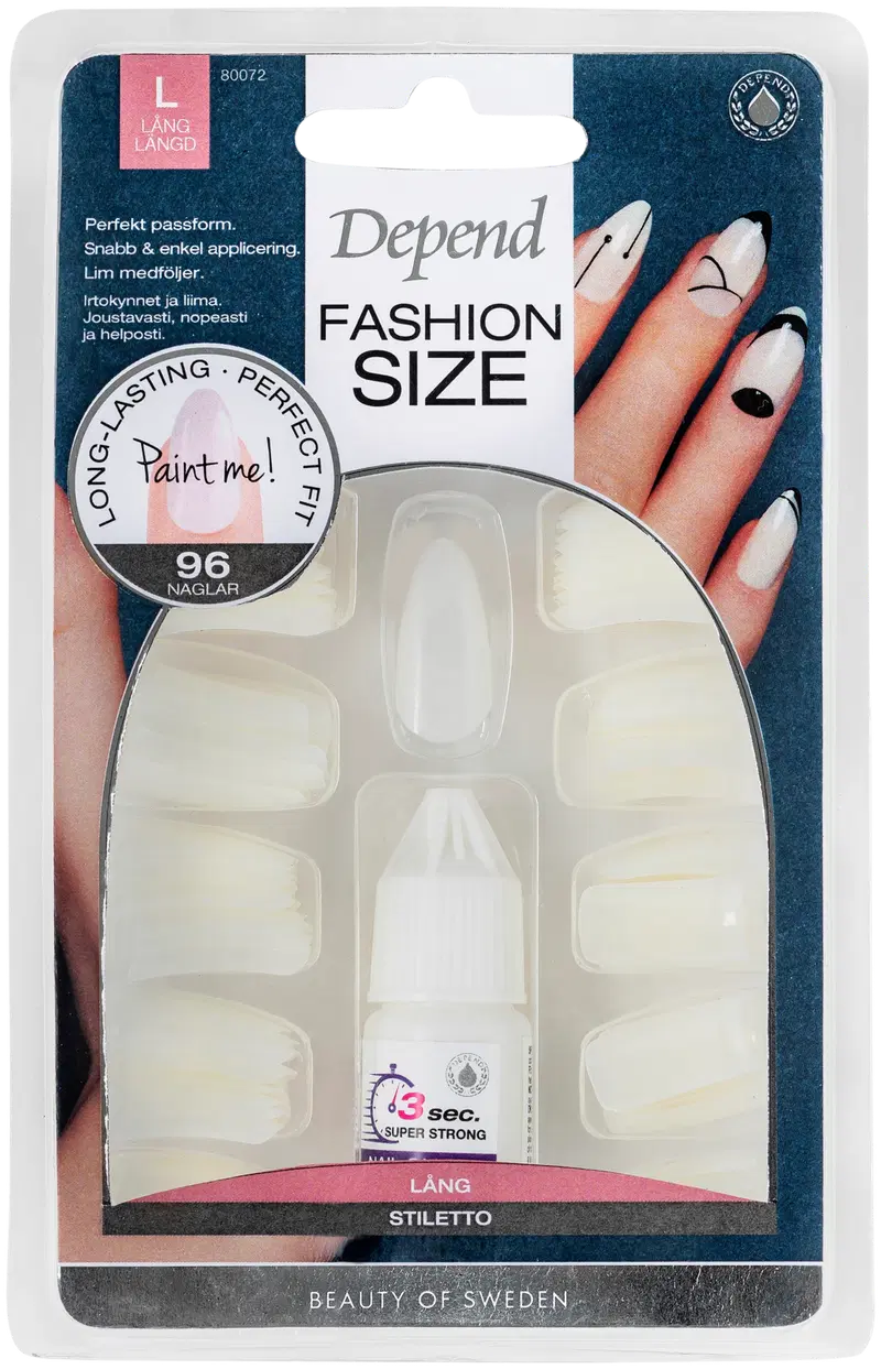 Depend Fashion Size, 96 шт. в упаковке, свободные ногти на шпильках, № 80072