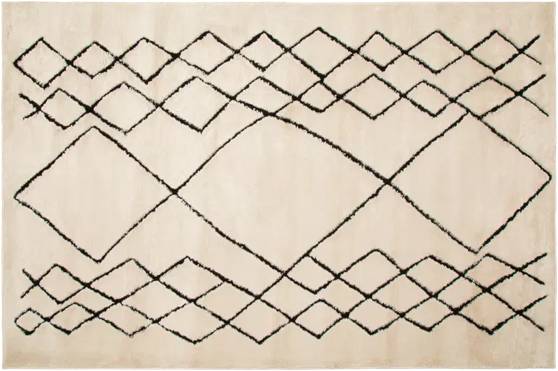 Ковер домашний ворсовый Марокканская клетка 160x230 см (цвет Кремовый ворс/черная термоусадочная ткань)